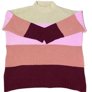 Arizona Jean Co- Size Large - Chunky Knit Block Color Striped Sweater